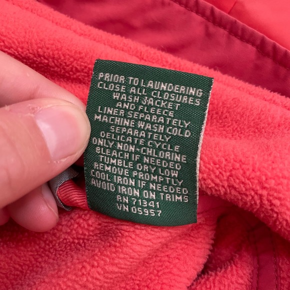 VTG LL Bean Womens Coral 2 jackets w/ Insulated Fleece Liner Jacket Hood Medium - Picture 11 of 13